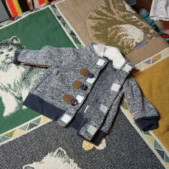 Just One You by Carter's Newborn NB Infant Baby Heather & Blue Jacket - Picture 7 of 8